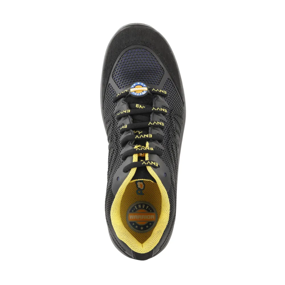 Warrior Black & Yellow Genuine Leather Fiber Glass Toe Safety Shoes for Men CYGNUS By Liberty