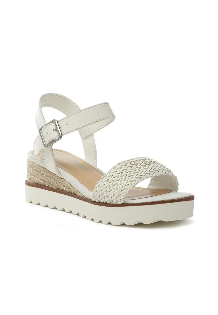 White Braided Espadrille Wedge Sandal