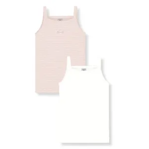 White Pink 2 Pack Striped and Solid Camis