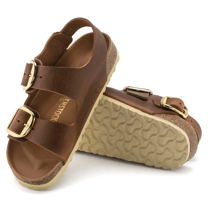 Women's Birkenstock Milano Big Buckle Oiled Leather 1024067 Color:  Cognac