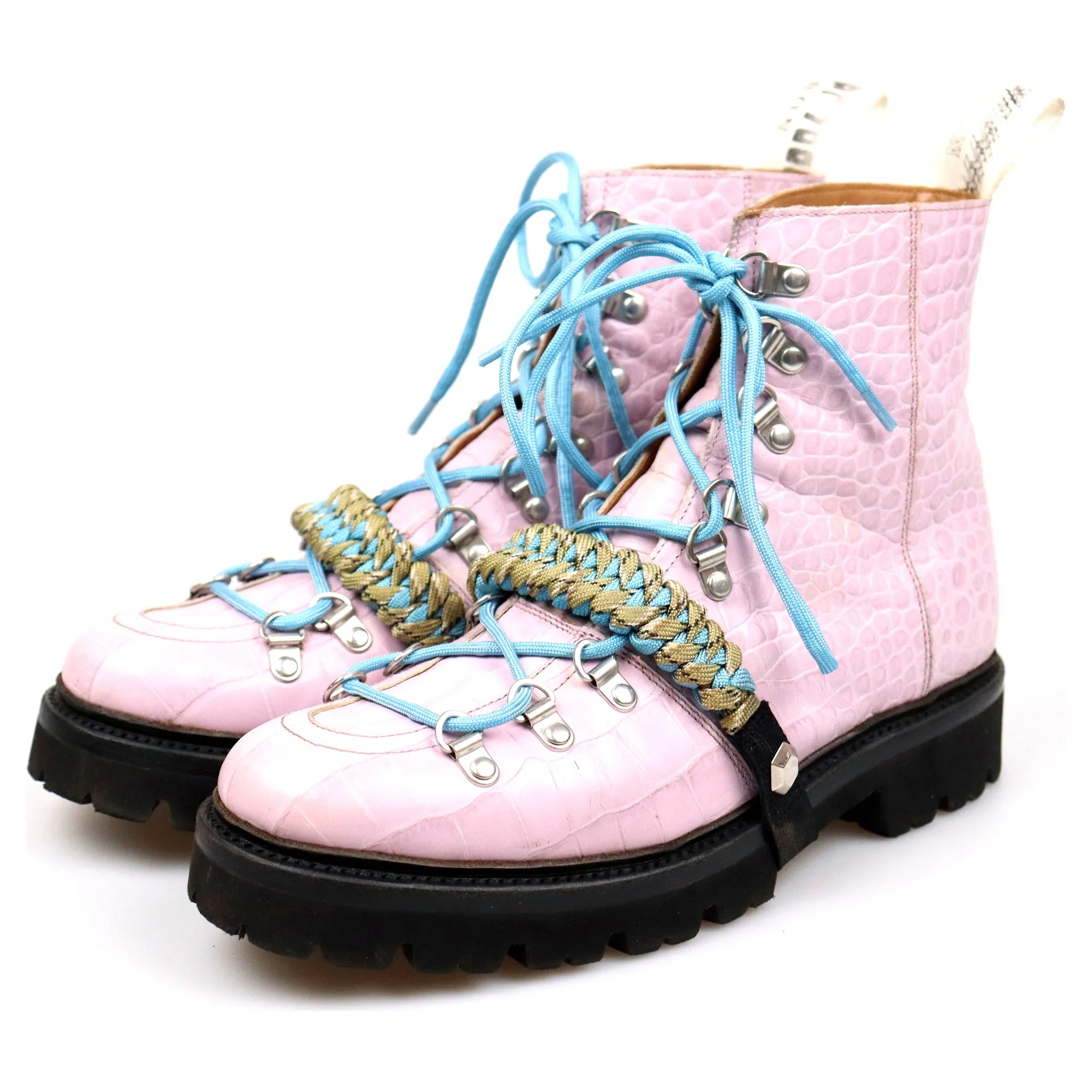 Women's House Of Holland 'Nanette' Pink Leather Hiker Boots UK 6.5