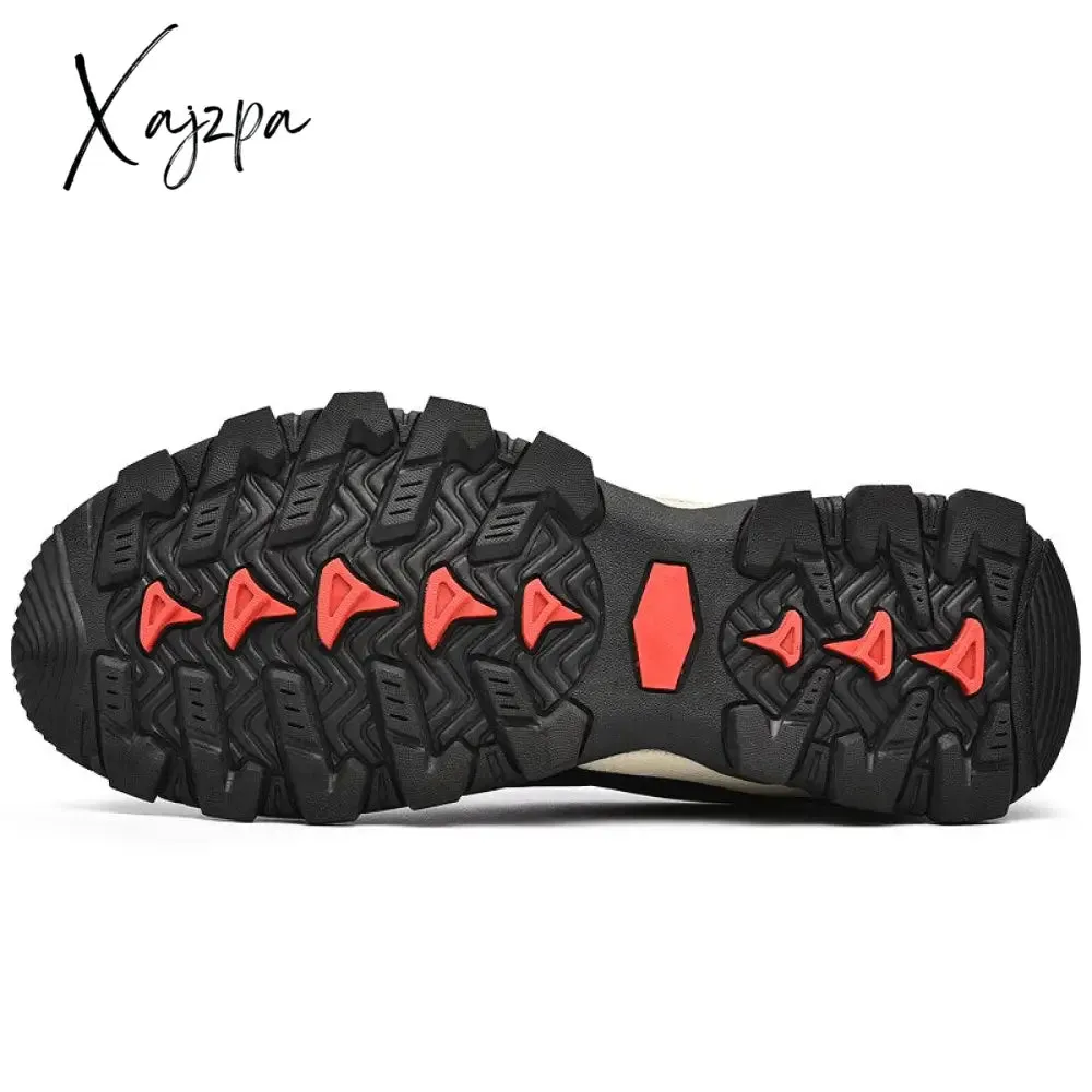 Xajzpa - Men's Hiking Shoes Suede Leather Wear-resistant Outdoor Hunting Shoes Men Sport Trekking Walking Mens Tactical Sneakers