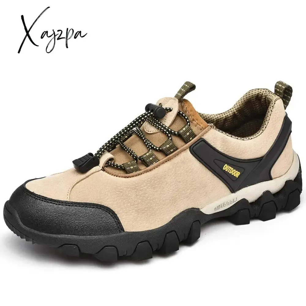 Xajzpa - Men's Hiking Shoes Suede Leather Wear-resistant Outdoor Hunting Shoes Men Sport Trekking Walking Mens Tactical Sneakers