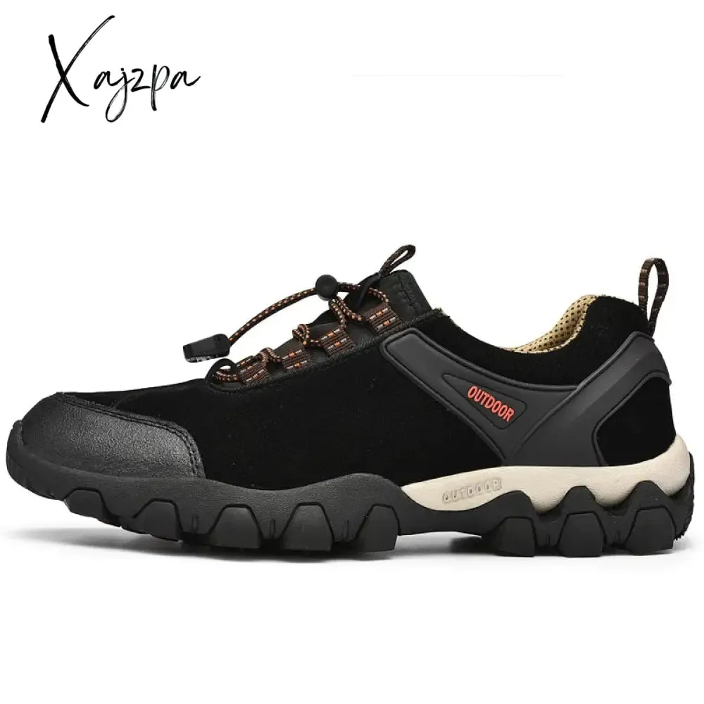 Xajzpa - Men's Hiking Shoes Suede Leather Wear-resistant Outdoor Hunting Shoes Men Sport Trekking Walking Mens Tactical Sneakers