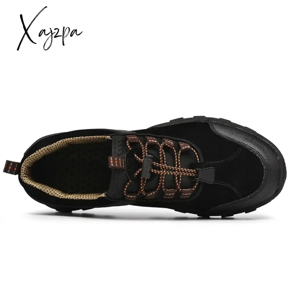 Xajzpa - Men's Hiking Shoes Suede Leather Wear-resistant Outdoor Hunting Shoes Men Sport Trekking Walking Mens Tactical Sneakers